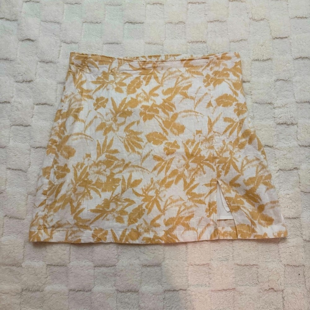 Abercrombie & Fitch Floral Palm Patterned Linen Mini Skirt - Women’s Medium - Picture 2 of 6
